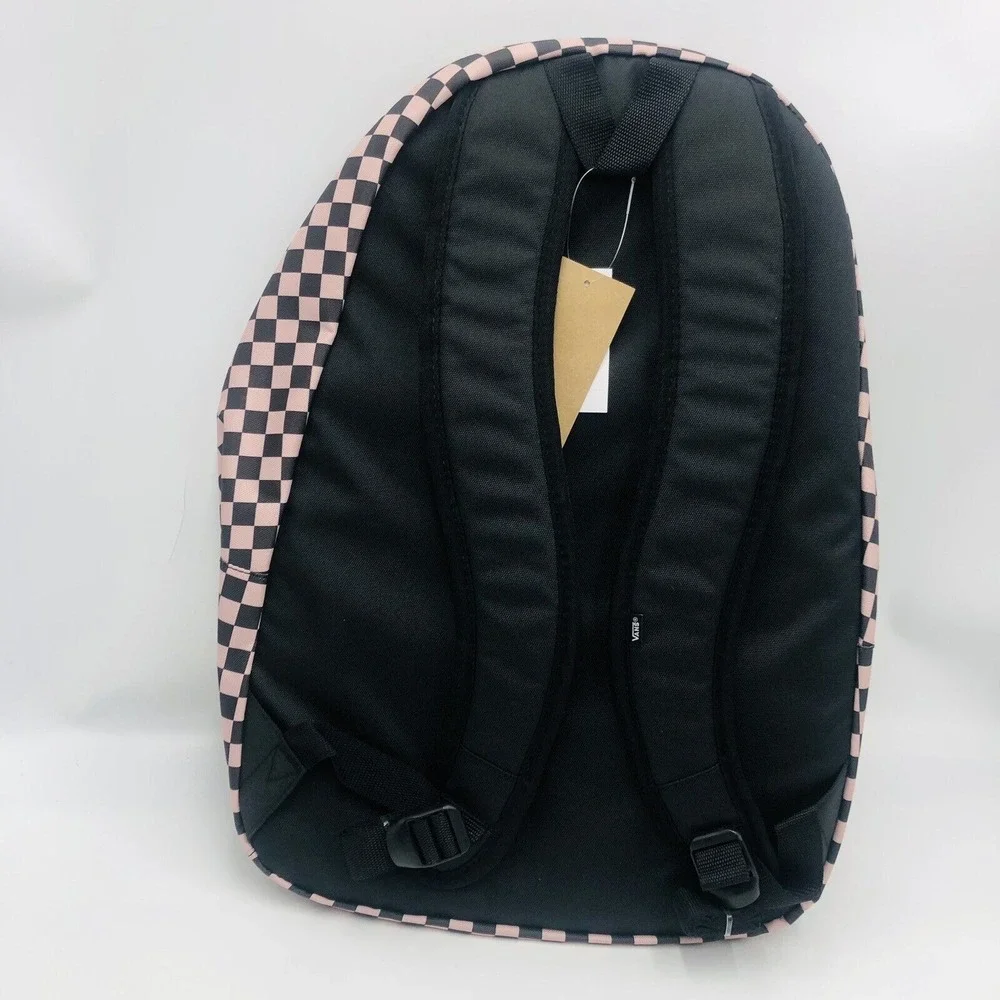 Vans Checkerboard Backpack Pink Black School Travel Bag‎ NWT
